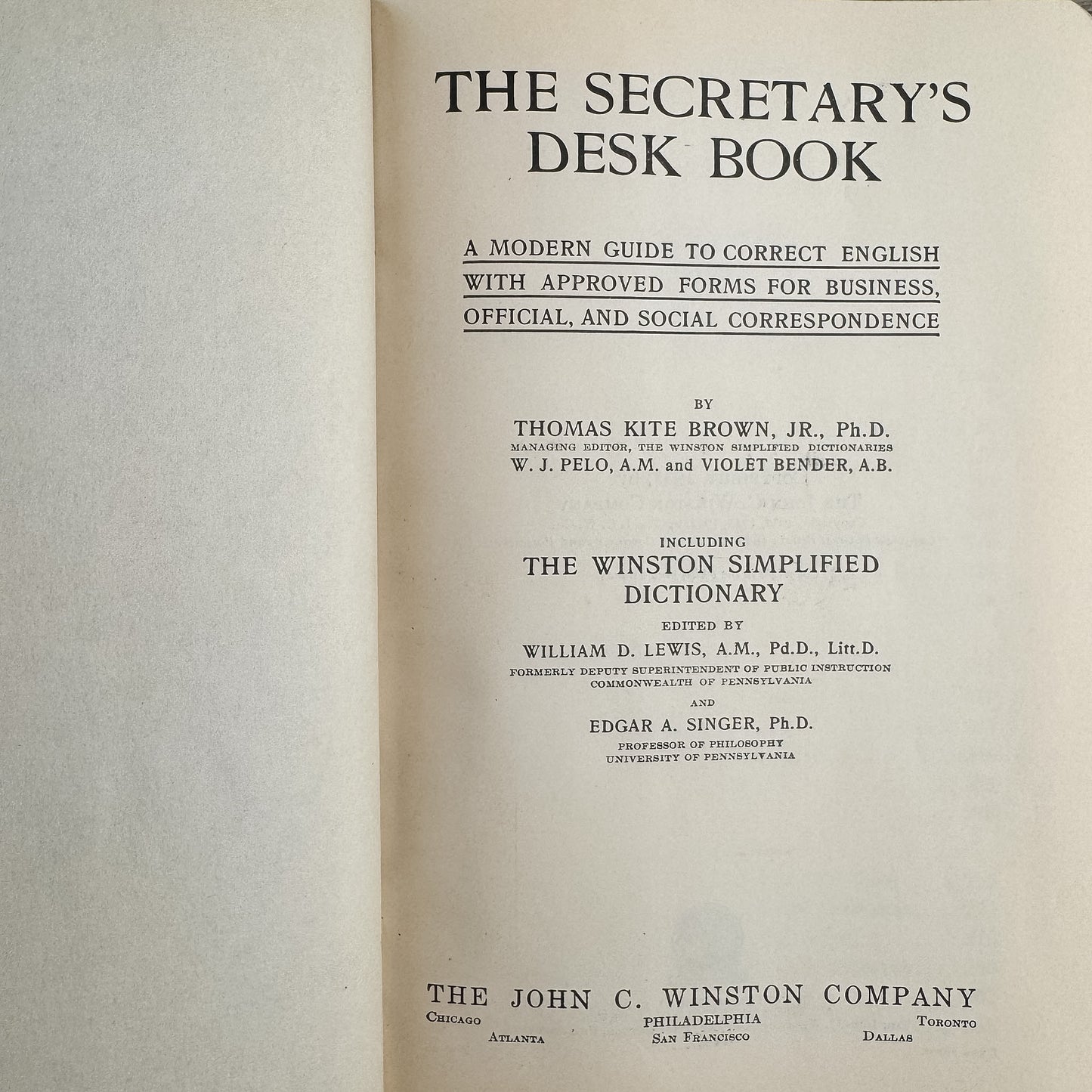 The Secretary's Desk Book, 1935 Reference Book