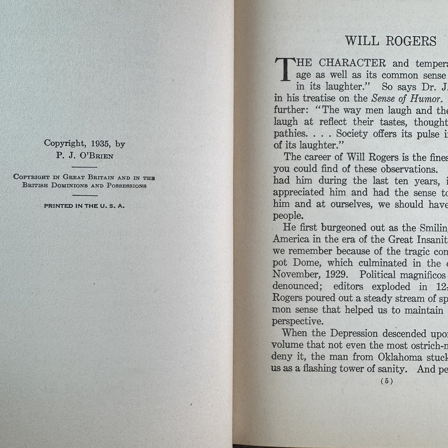Will Rogers: Ambassador of Good Will, Prince of Wit and Wisdom, P. J. O'Brien, 1935