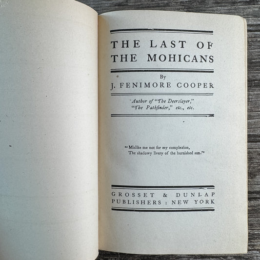 The Last of the Mohicans, J. Fenimore Cooper, Green Antique Hardcover