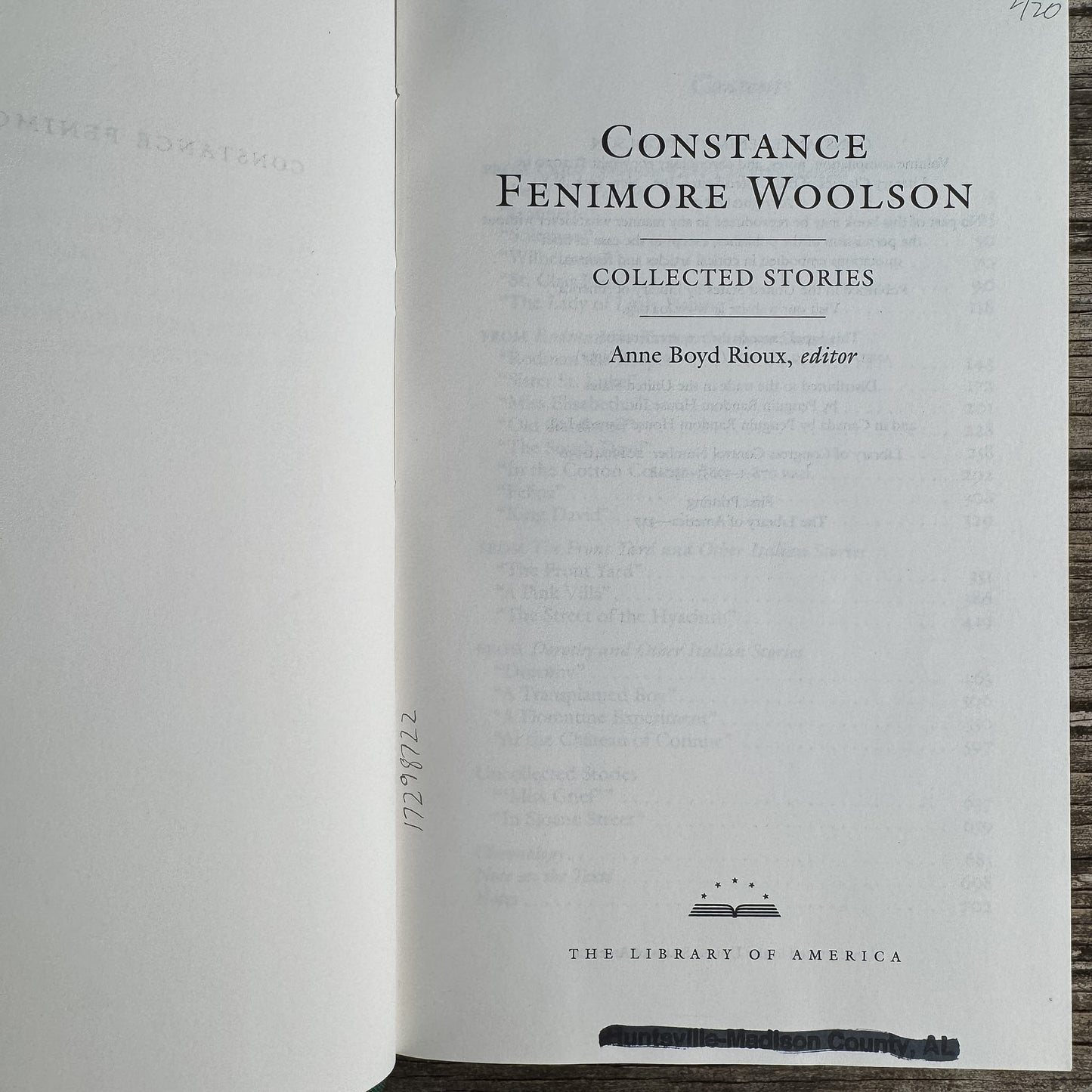 Constance Fenimore Woolson: Collected Stories, Library of America, First Printing 2020