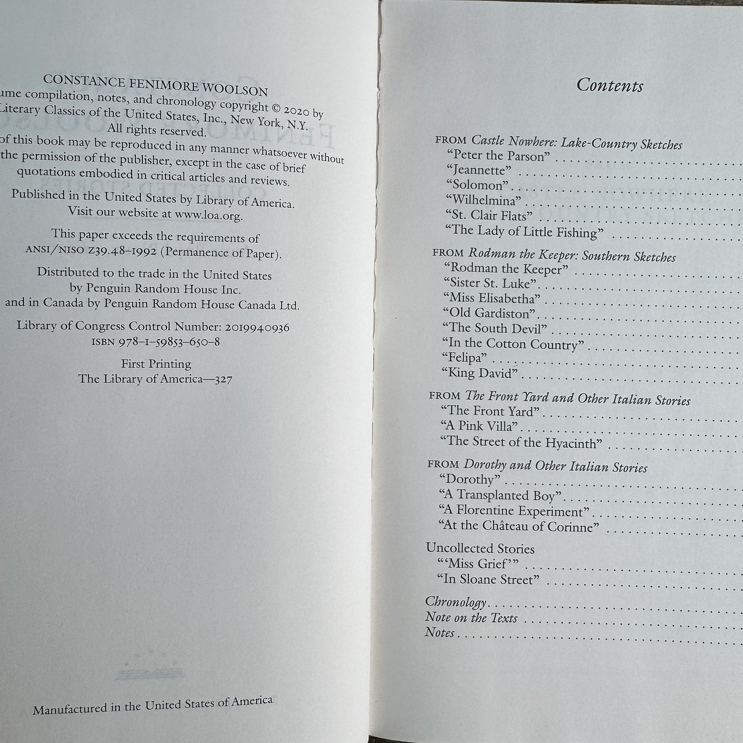Constance Fenimore Woolson: Collected Stories, Library of America, First Printing 2020