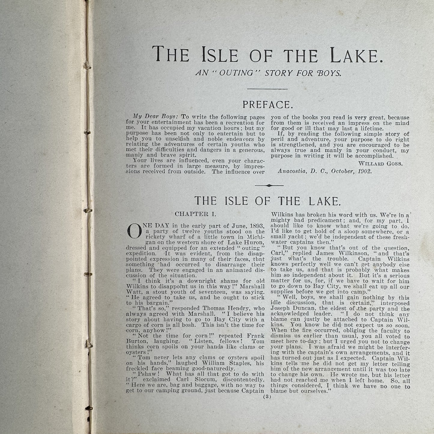 The Isle of the Lake, Willard Goss, 1903 Boys' Adventure
