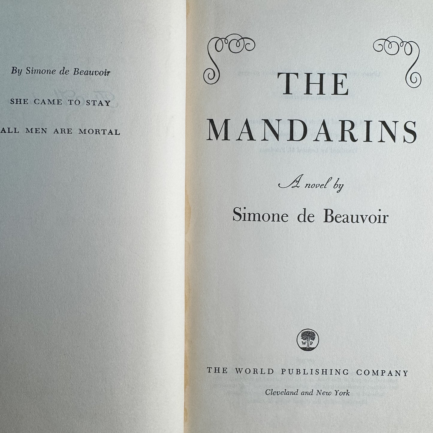 The Mandarins, Simone de Beauvoir, 1956, Fourth Printing