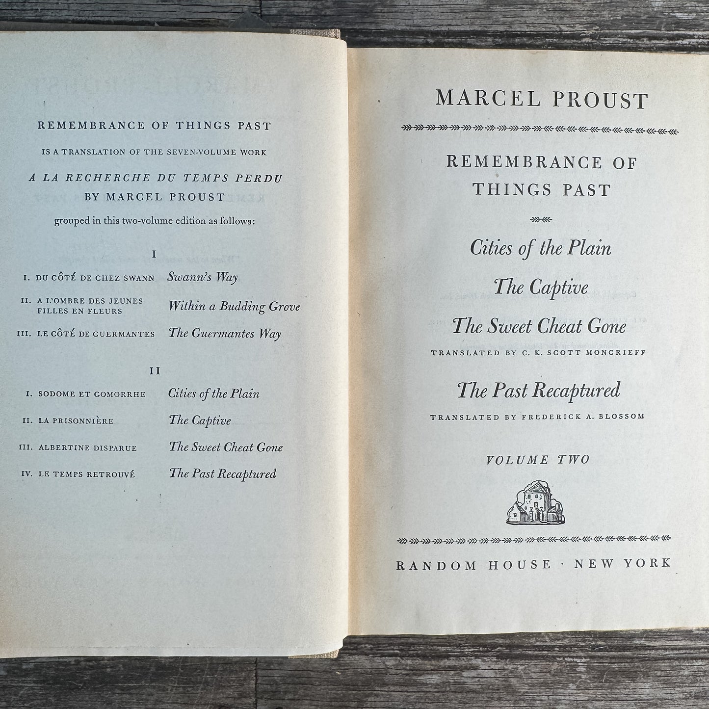 Remembrance of Things Past, Marcel Proust, 2-Volume Vintage Book Set, 1934