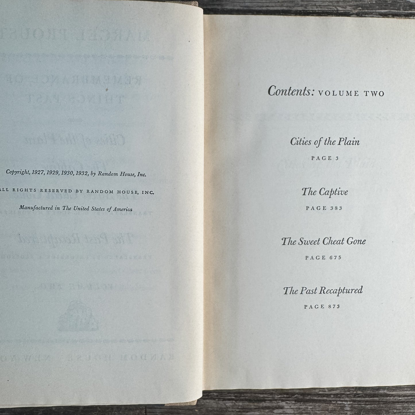Remembrance of Things Past, Marcel Proust, 2-Volume Vintage Book Set, 1934