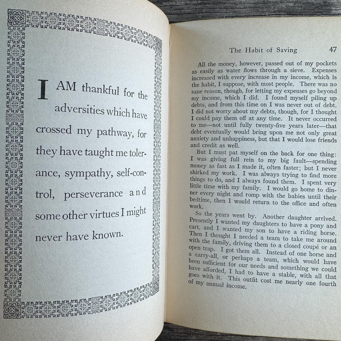 The Law of Success in Sixteen Lessons, Napoleon Hill, 1939, Lesson Four: The Habit of Saving