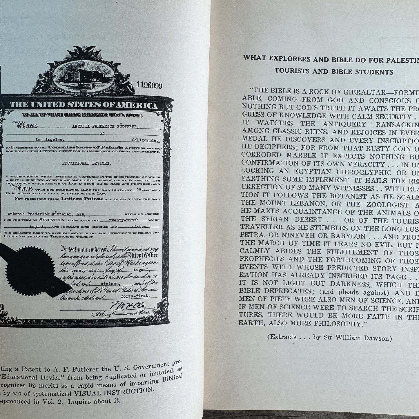 Palestine Speaks, A. F. Futterer, 1950