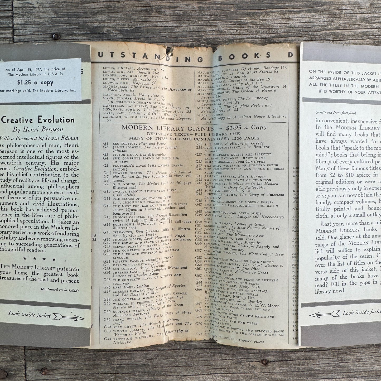 Creative Evolution, Henri Bergson, 1944, Modern Library Edition