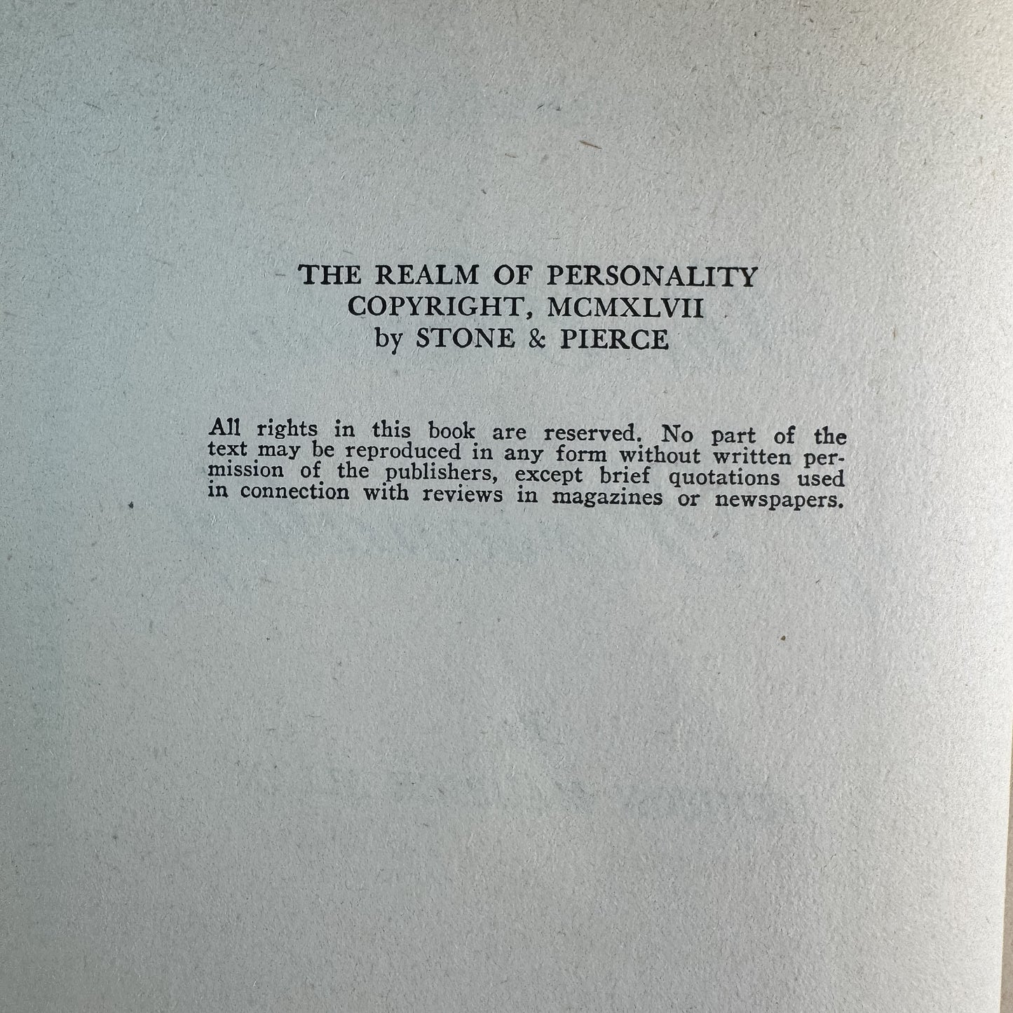 The Realm of Personality, Denison Maurice Allen, 1947