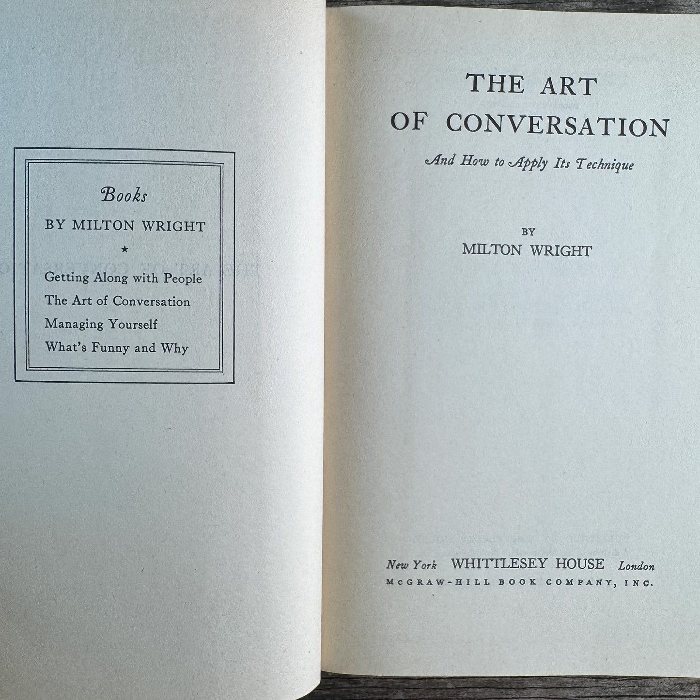 The Art of Conversation, Milton Wright, 1936, Fourteenth Printing