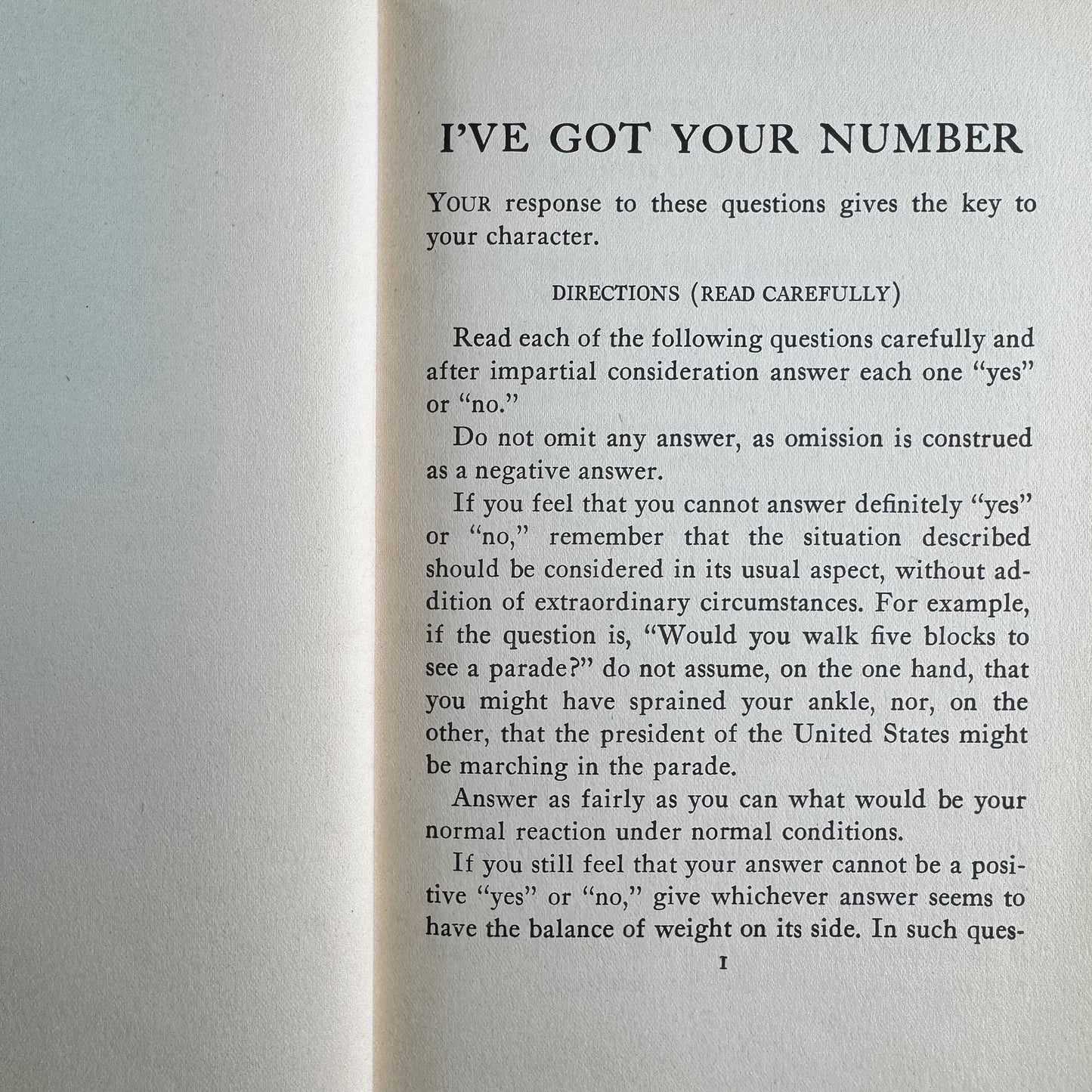 I've Got Your Number: A Book of Self-Analysis, 1927