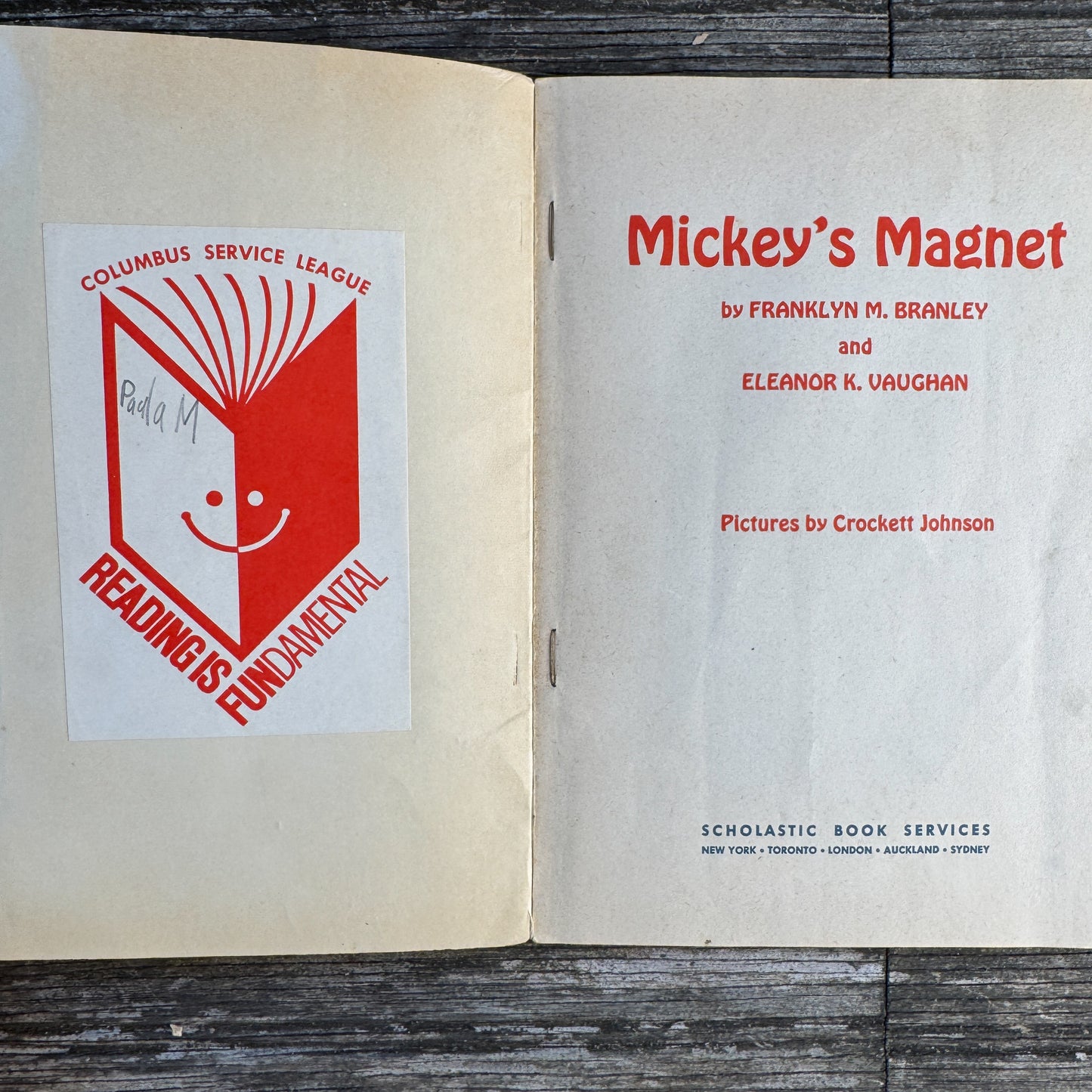 Set of 2 Vintage See-Saw Books by Crockett Johnson: Mickey’s Magnet & The Little Fish That Got Away