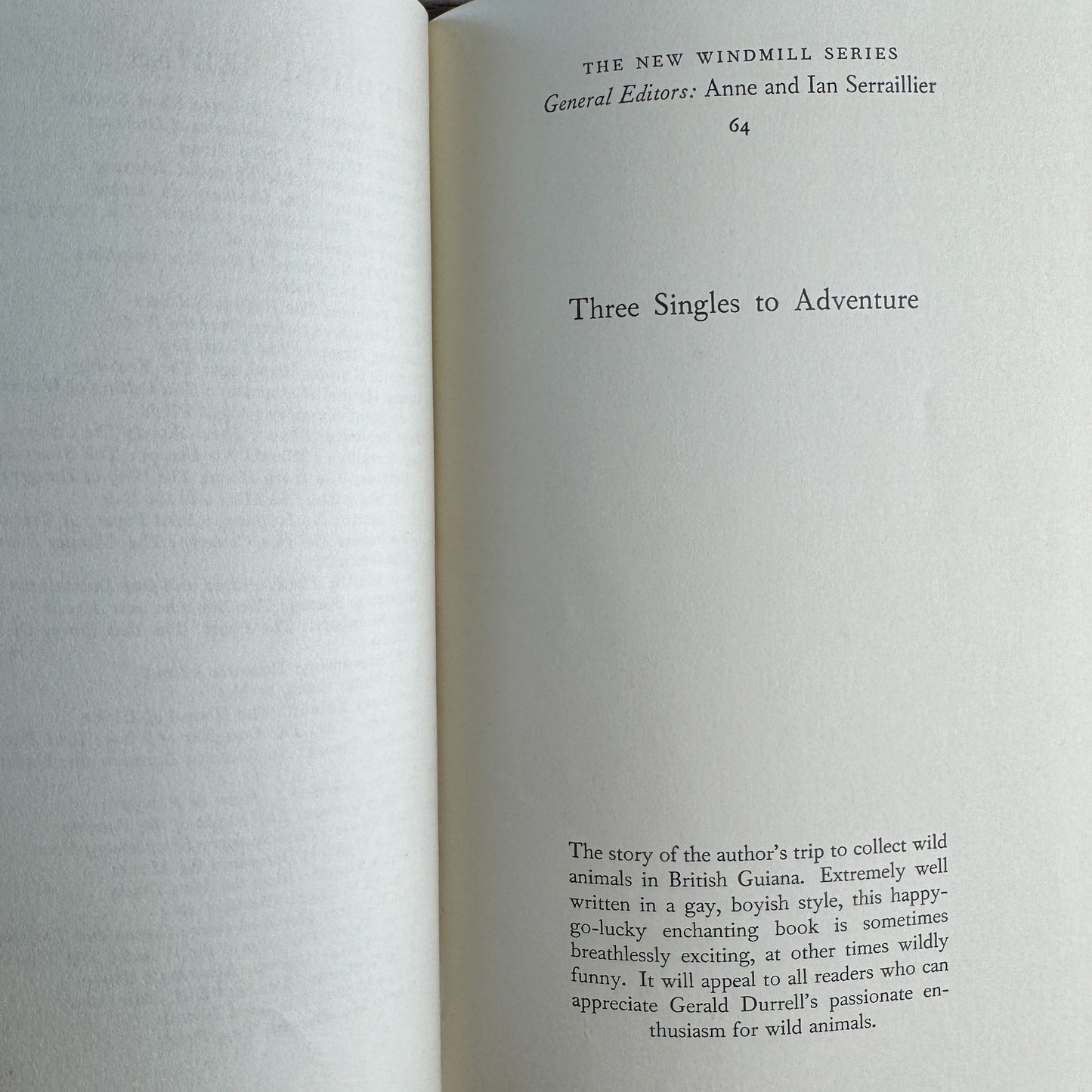 Three Singles to Adventure, Gerald Durrell, 1969