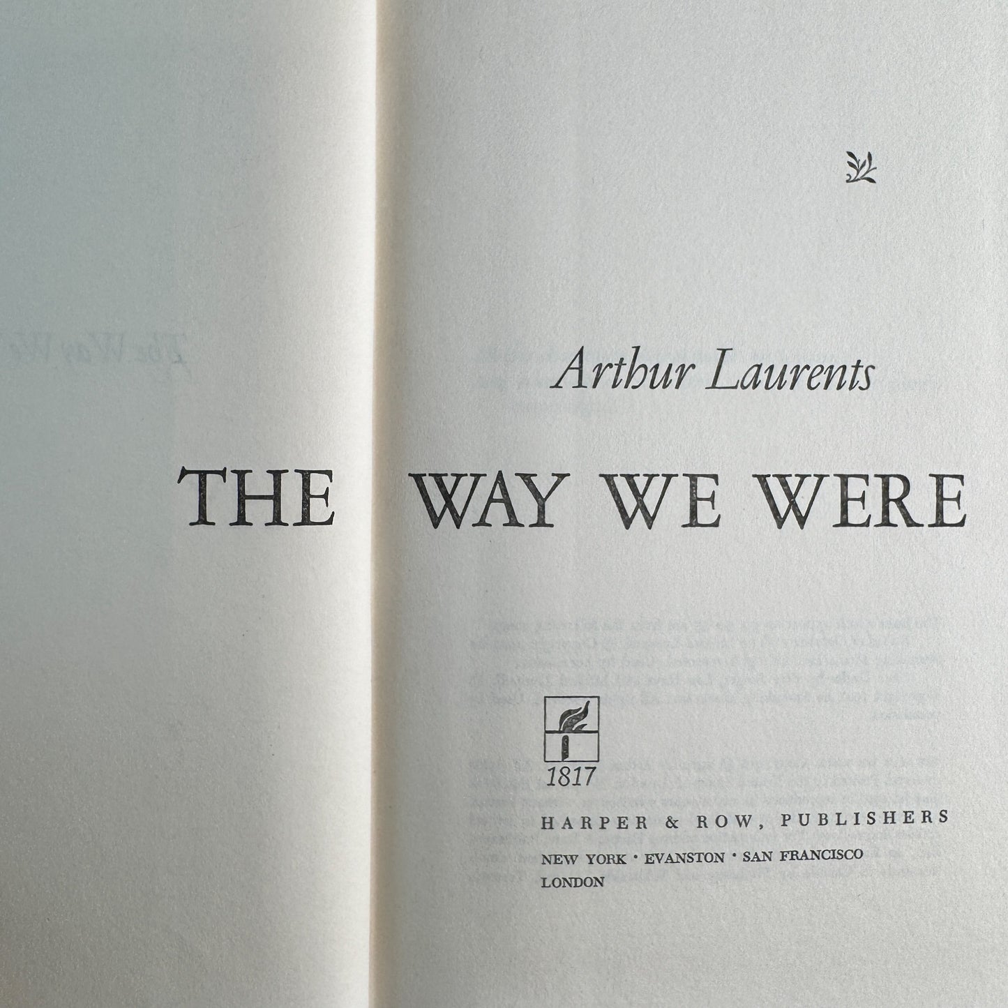 The Way We Were, Arthur Laurents, 1972 Book Club Edition