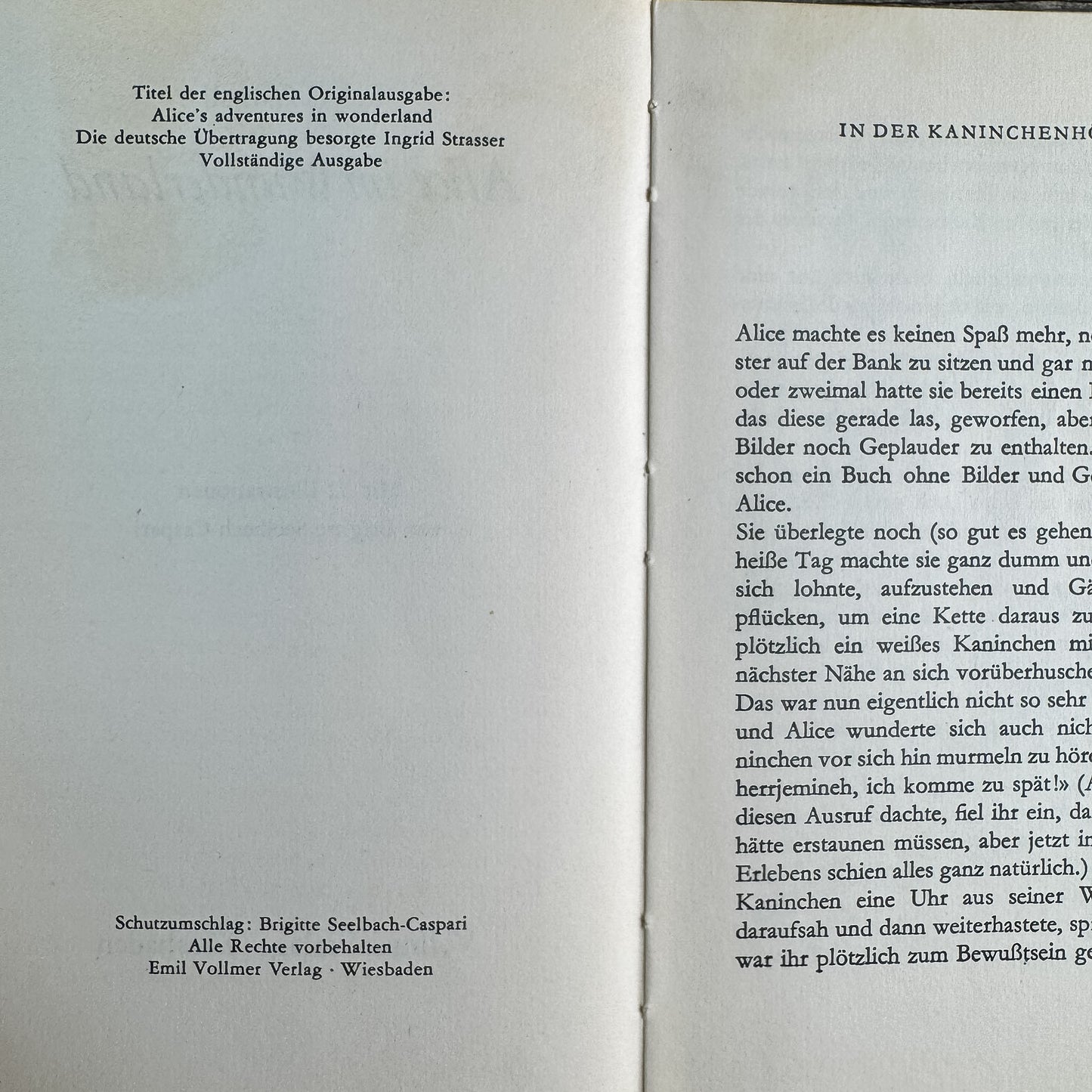 Alice im Wunderland, Lewis Carroll, German Edition, circa 1970
