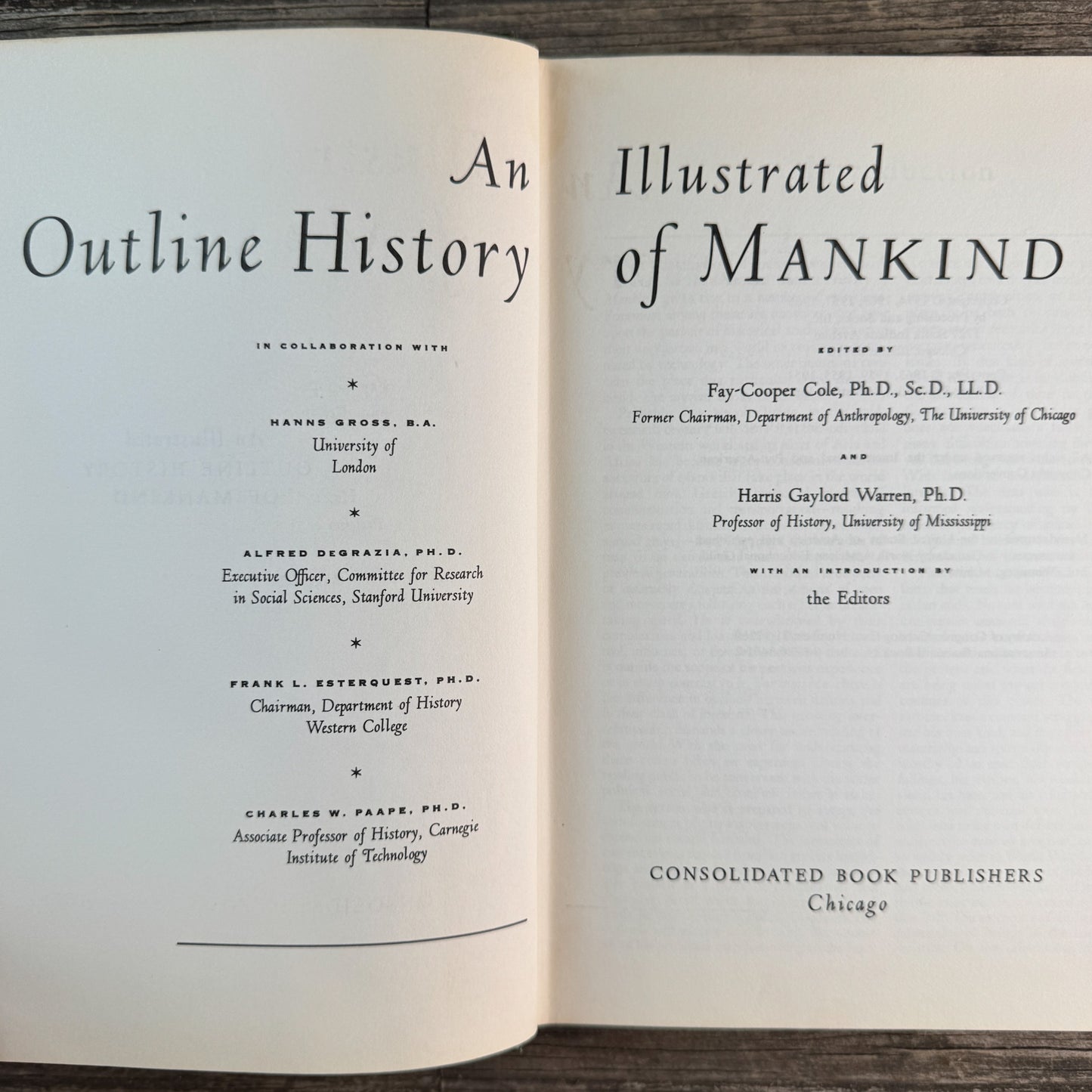 An Illustrated Outline History of Mankind, Two-Volume Set, Edited by Fay-Cooper Cole and Harris Gaylord Warren, 1974 New Revised Edition