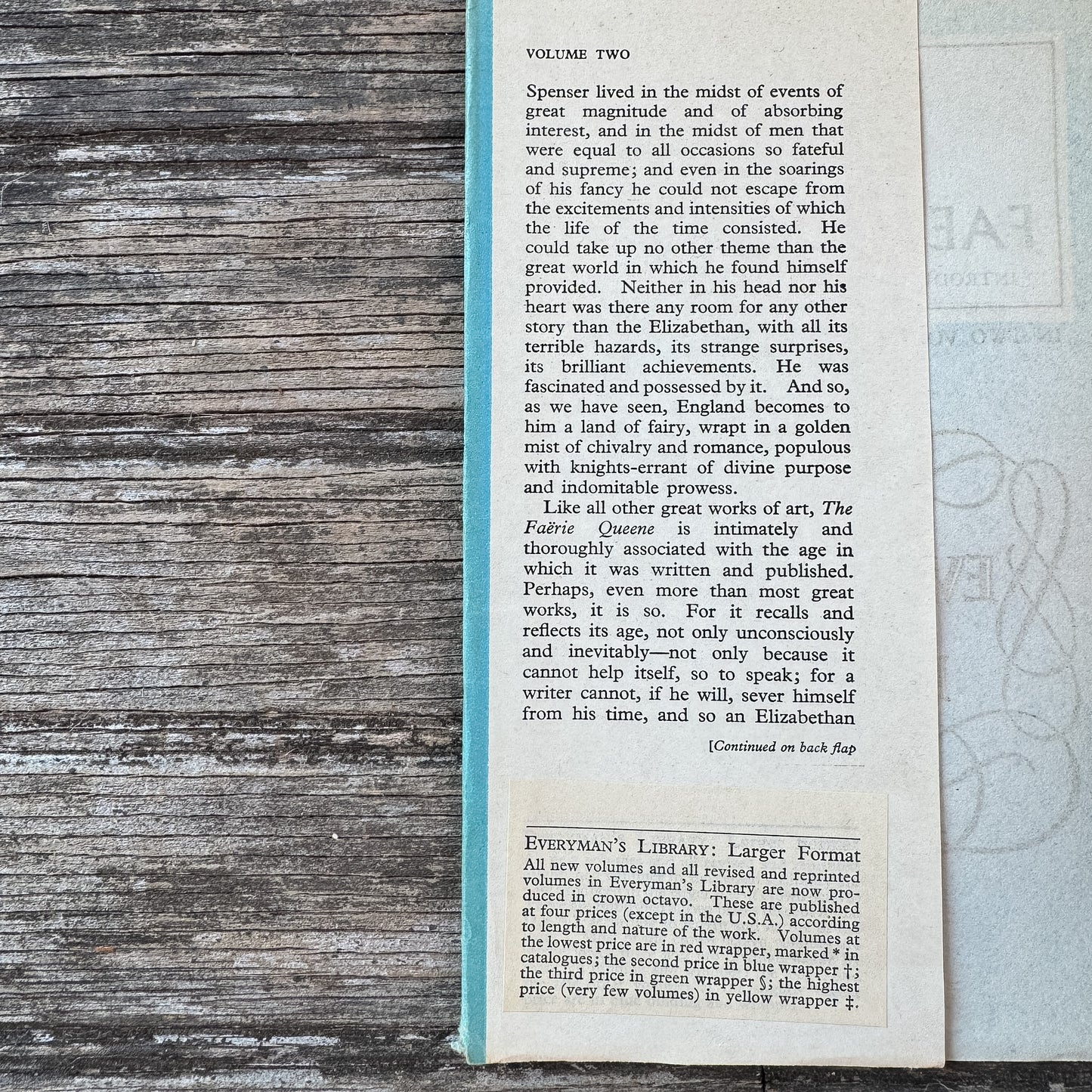 The Faerie Queene, Volume 2, Edmund Spenser, 1955 Everyman's Library Two-Volume Edition