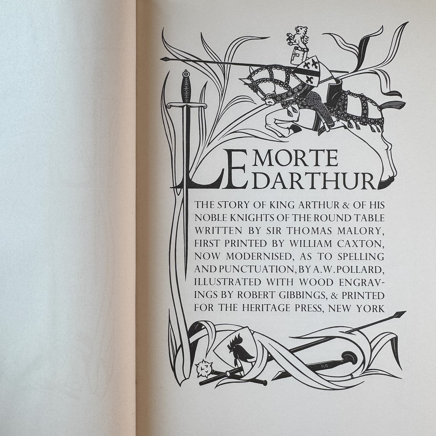 Le Morte Darthur, Sir Thomas Malory, 1955 Heritage Press Edition