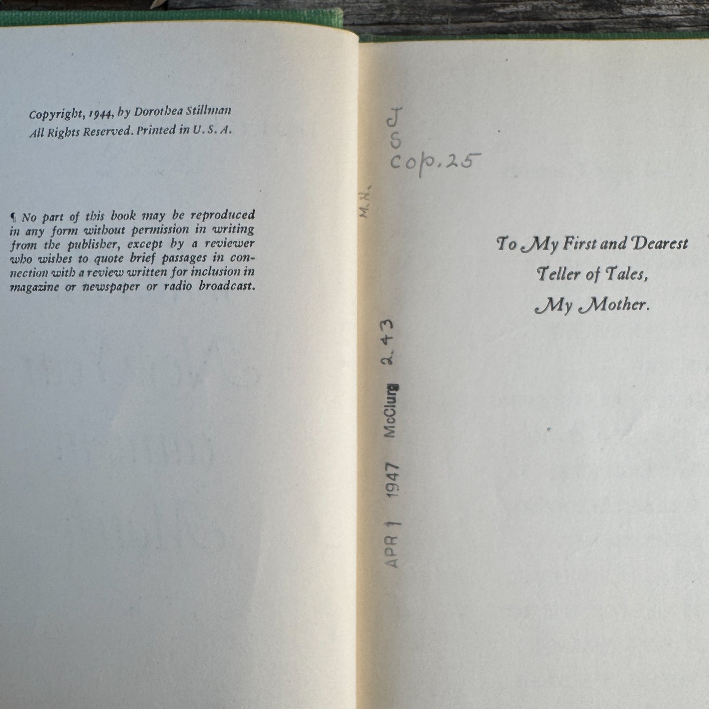 When the New Year Came in March, Dorothea Stillman, 1944