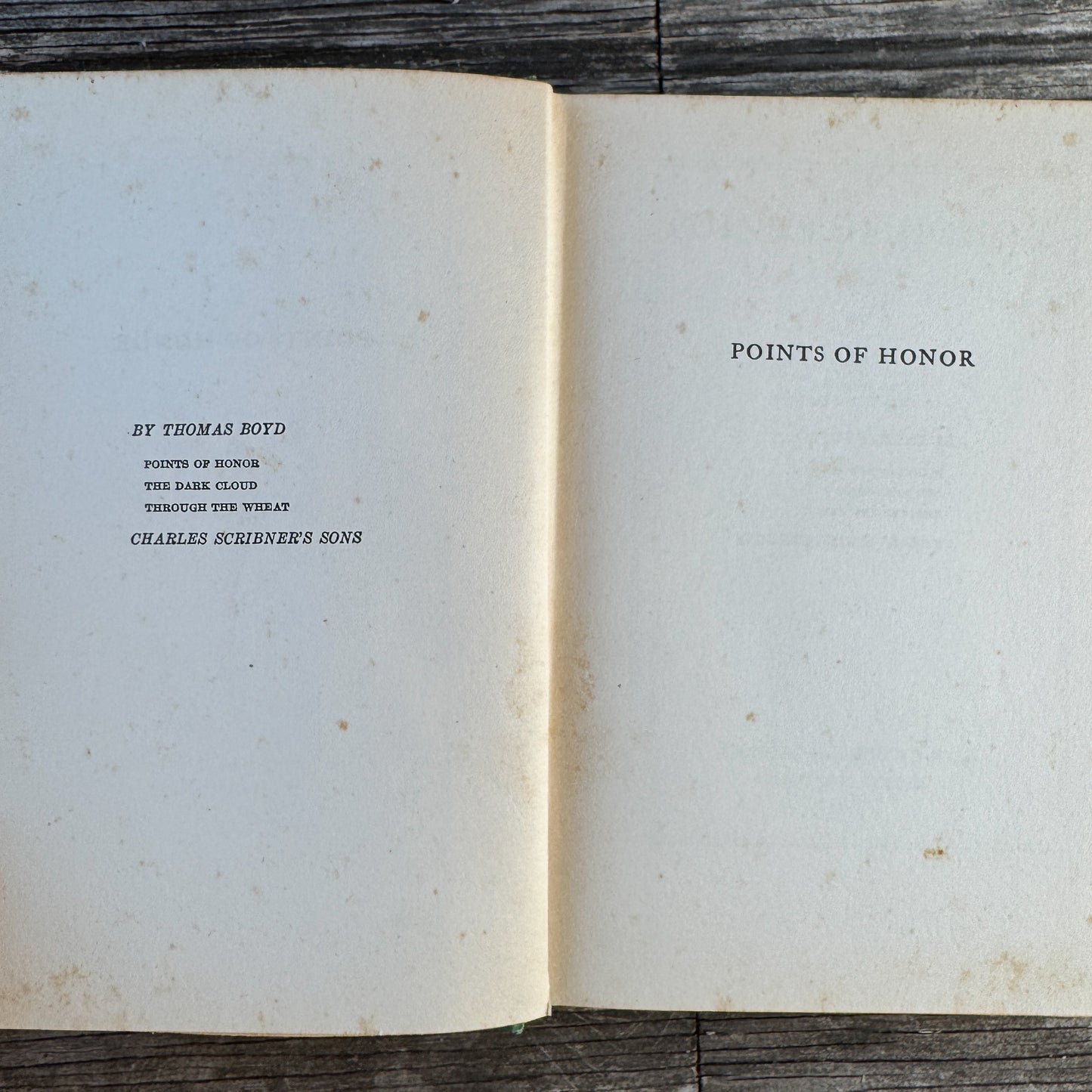 Points of Honor, Thomas Boyd, 1925, WWI Stories