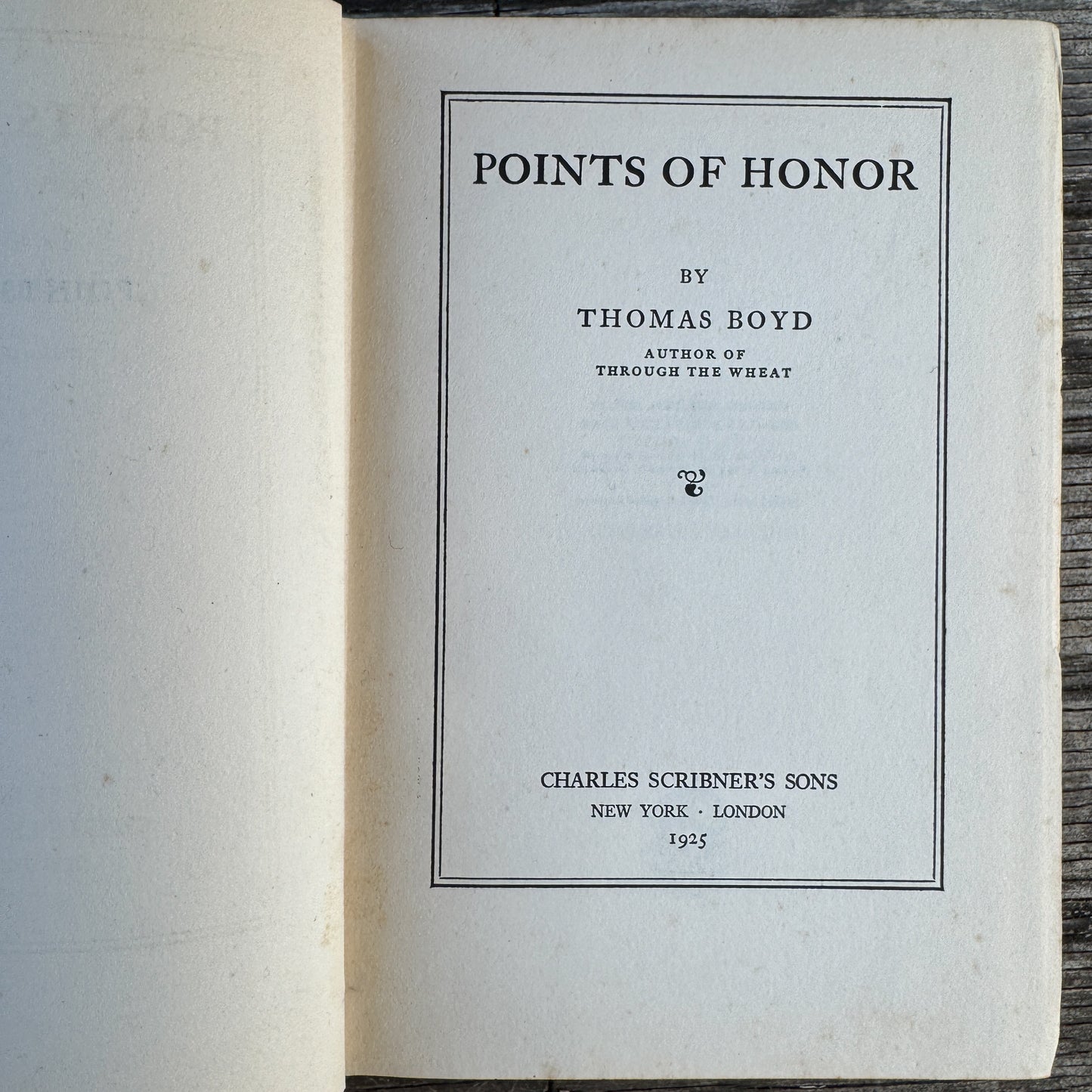 Points of Honor, Thomas Boyd, 1925, WWI Stories