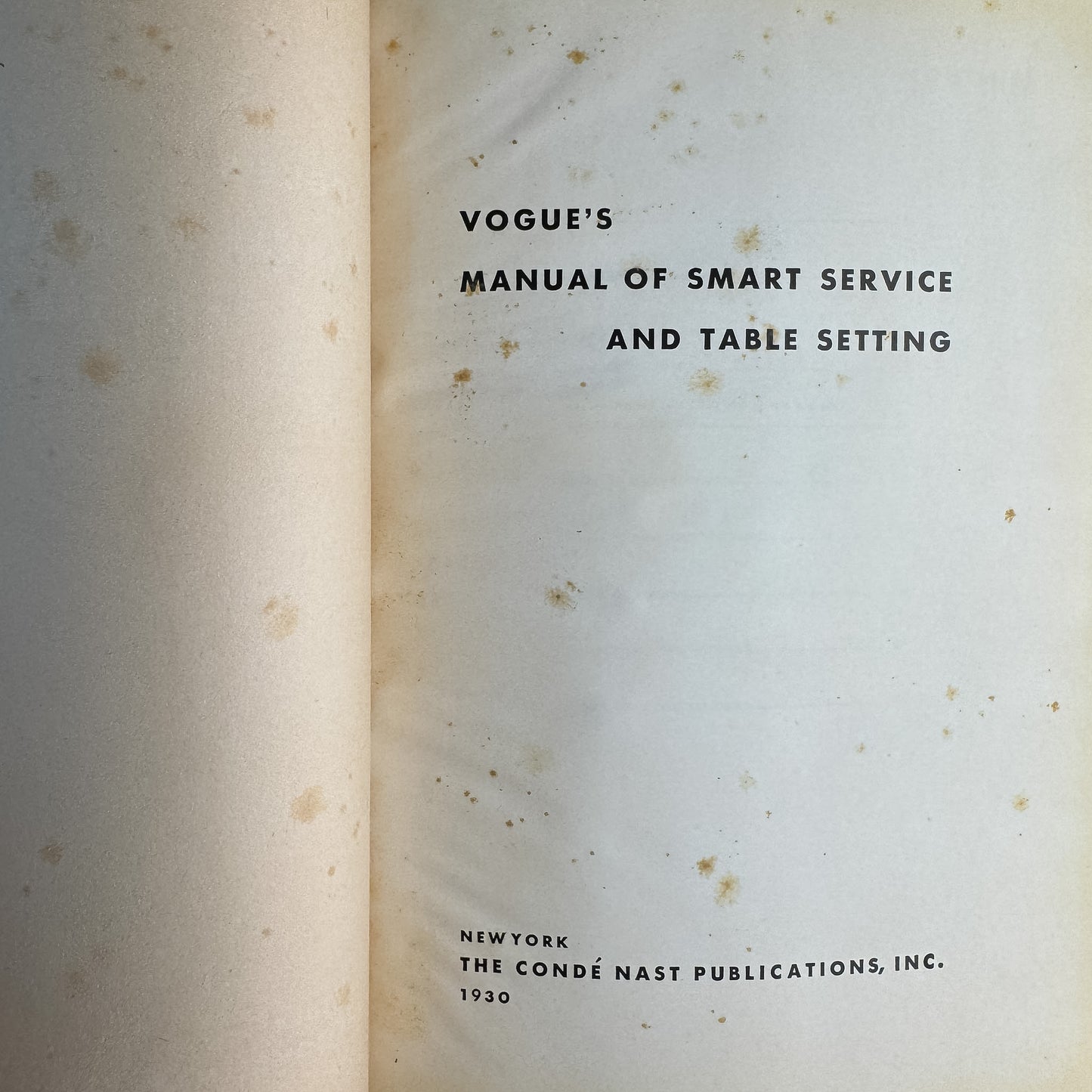 Vogue's Book of Smart Service, The Editors of Vogue, 1930