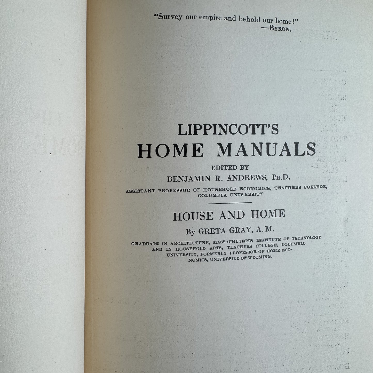 House and Home, Greta Gray, 1927 Lippincott Second Edition Home Economics Textbook