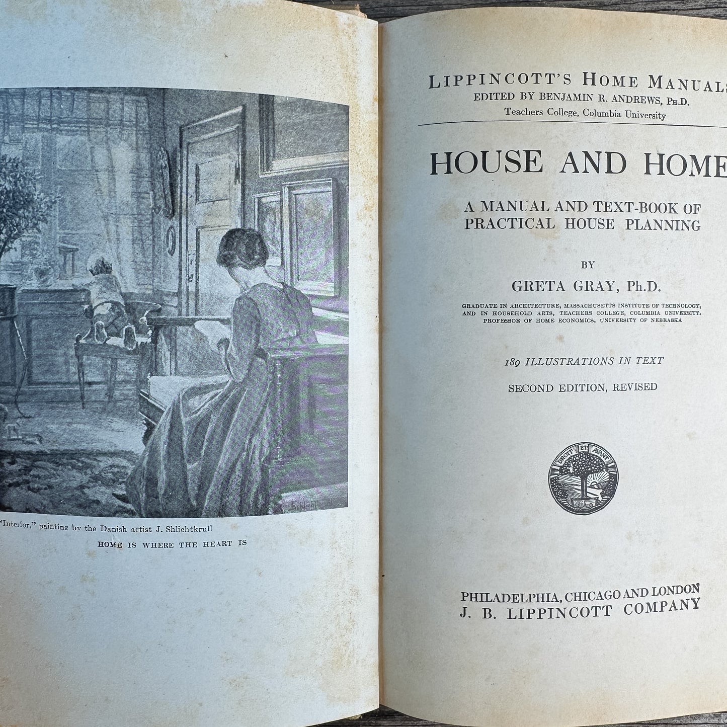 House and Home, Greta Gray, 1927 Lippincott Second Edition Home Economics Textbook