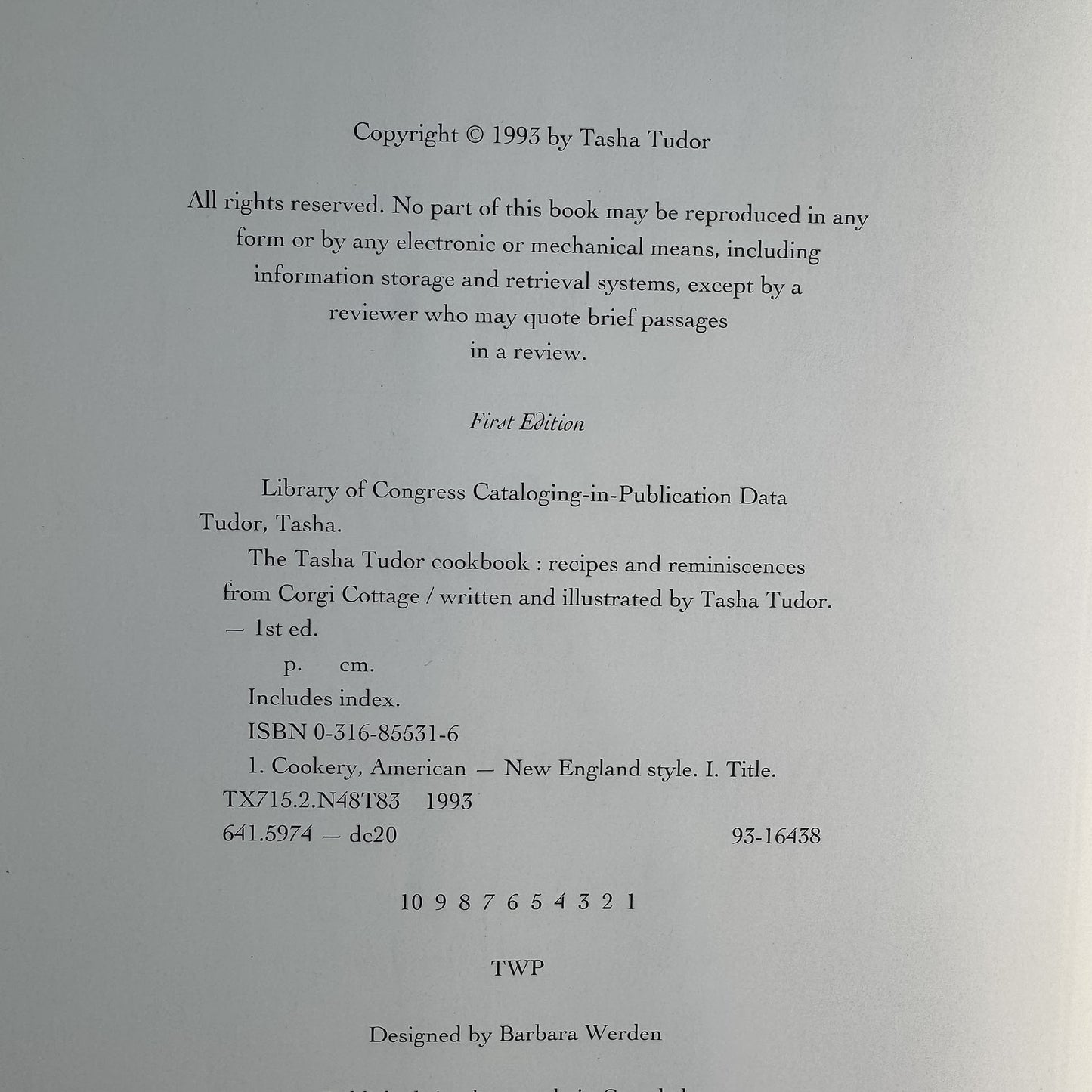 The Tasha Tudor Cookbook, Tasha Tudor, 1993 First Edition