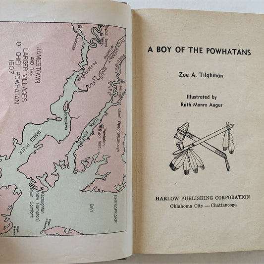 A Boy of Powhatans, Zoe A. Tilghman, 1953, Children's Historical Fiction - Pretty Old Books
