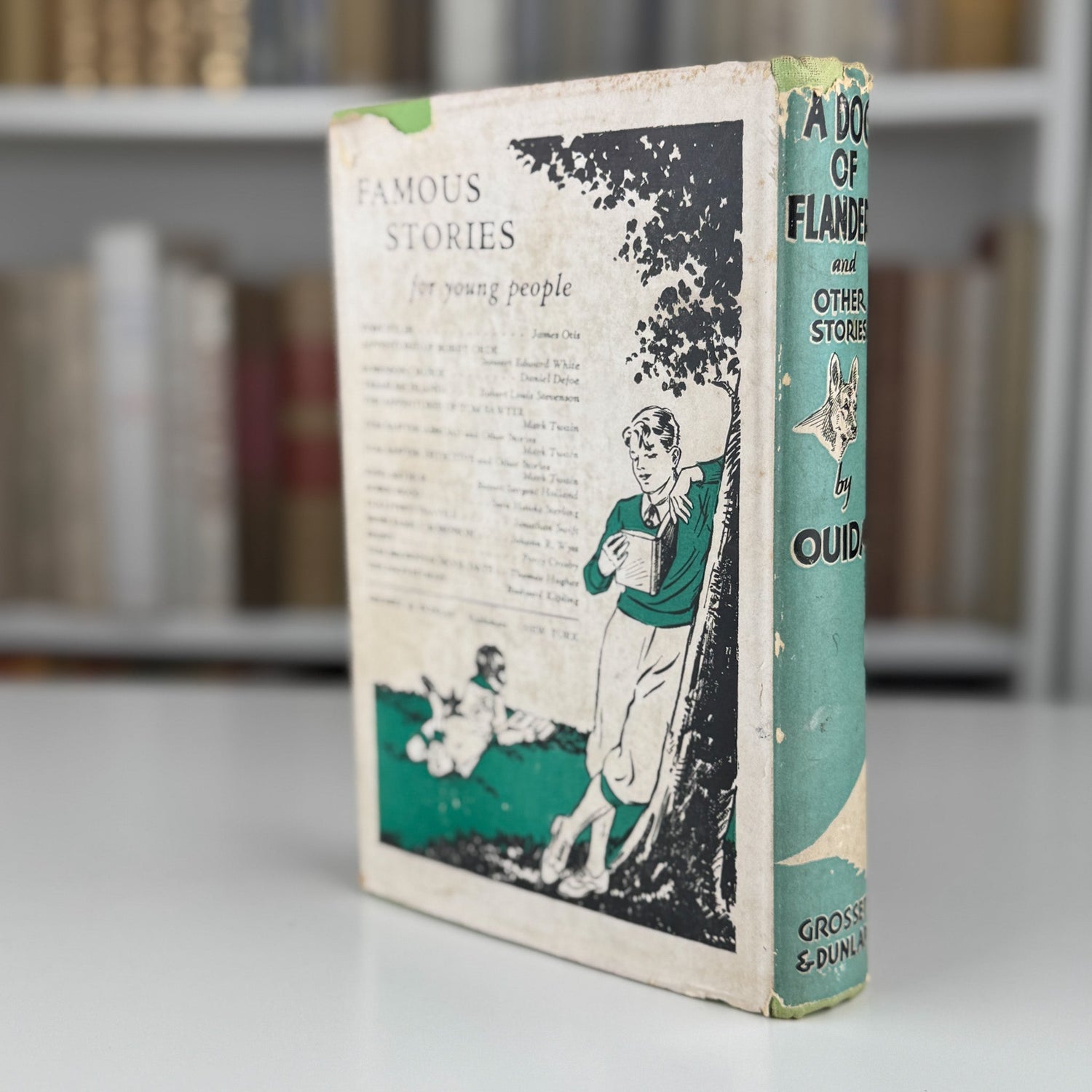 A Dog of Flanders and Other Stories, Ouida, Green Mid Century - Pretty Old Books