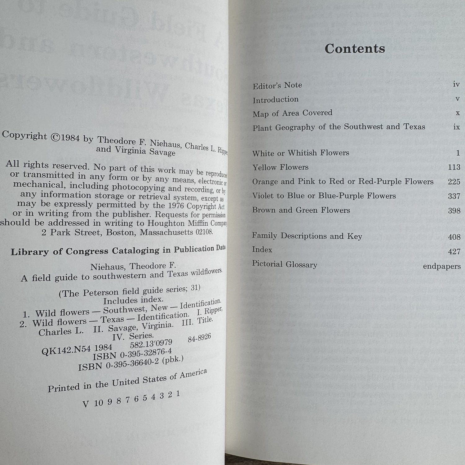 A Field Guide to Southwestern and Texas Wildflowers, Niehaus, Ripper, and Savage, 1984 - Pretty Old Books