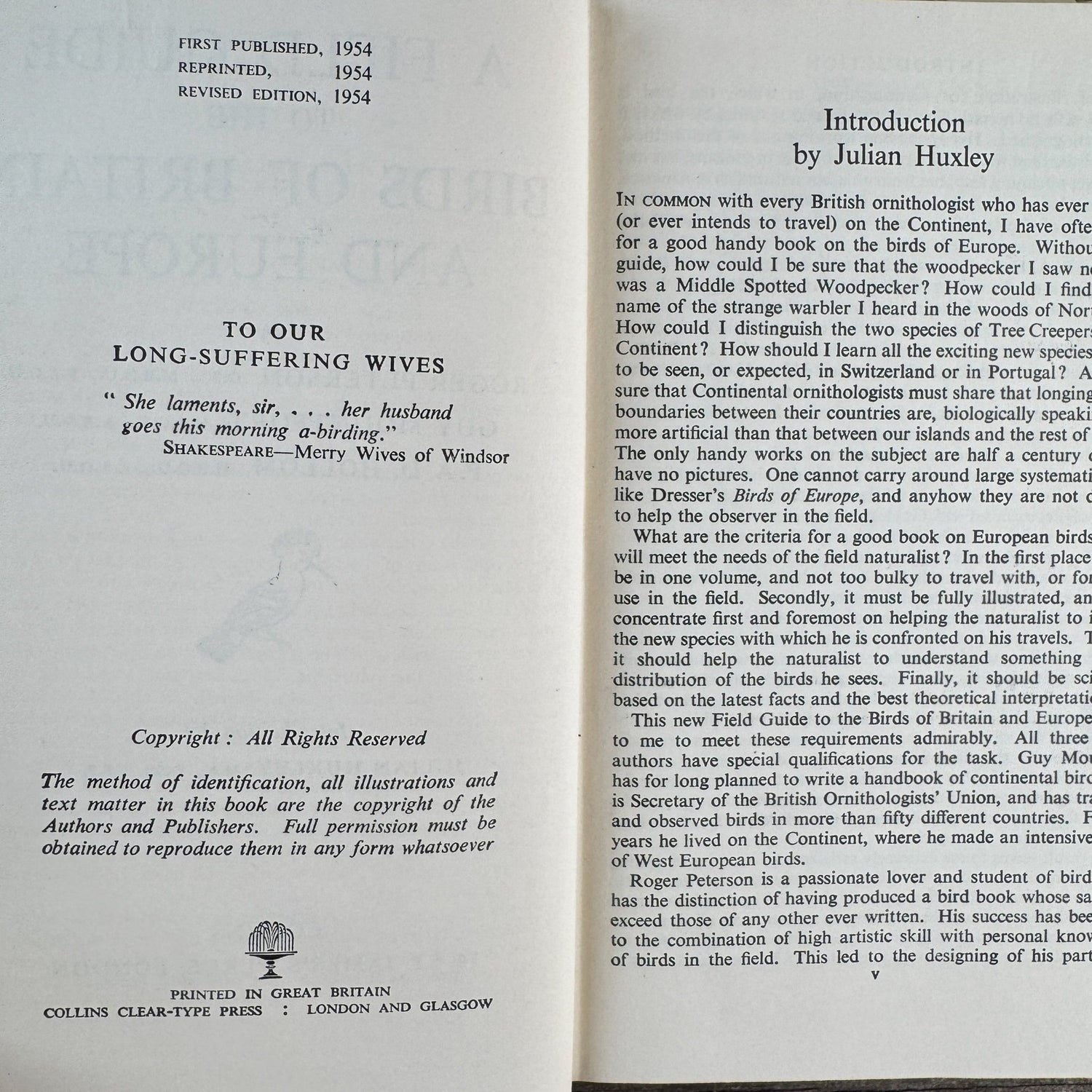 A Field Guide to the Birds of Britain and Europe by Roger Peterson, 1954 Hardcover with Dust Jacket - Pretty Old Books