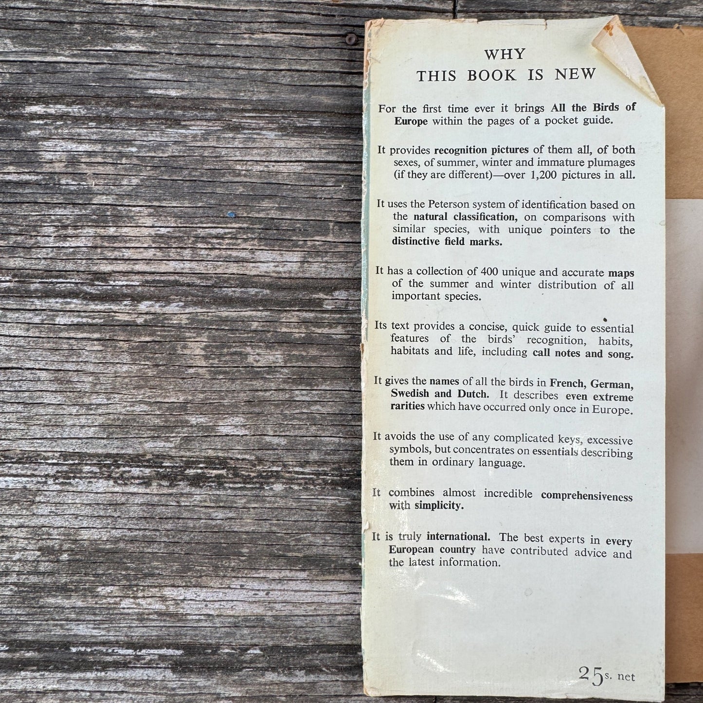 A Field Guide to the Birds of Britain and Europe by Roger Peterson, 1954 Hardcover with Dust Jacket - Pretty Old Books