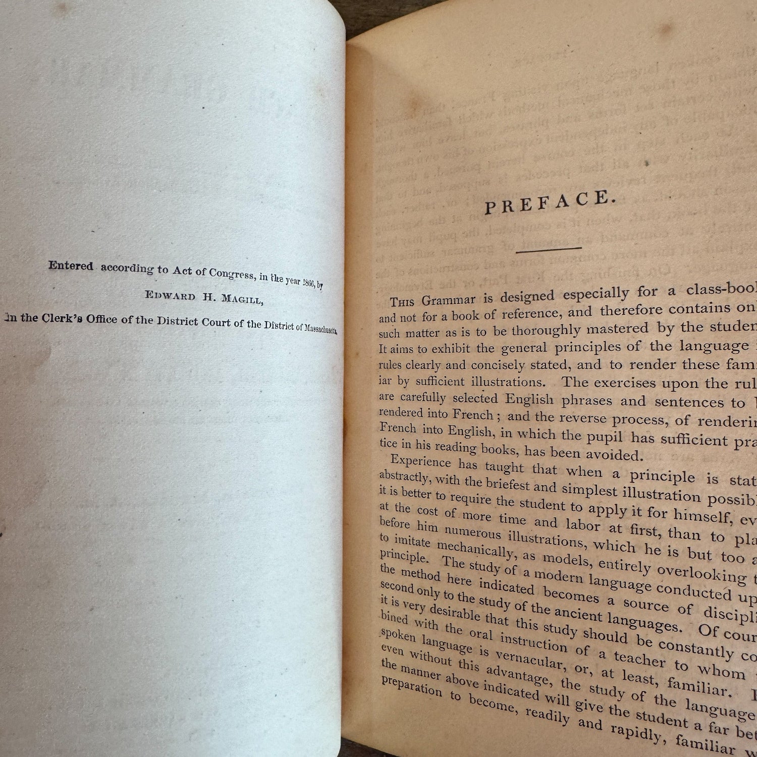 A French Grammar, 1868, Antique School Book - Pretty Old Books