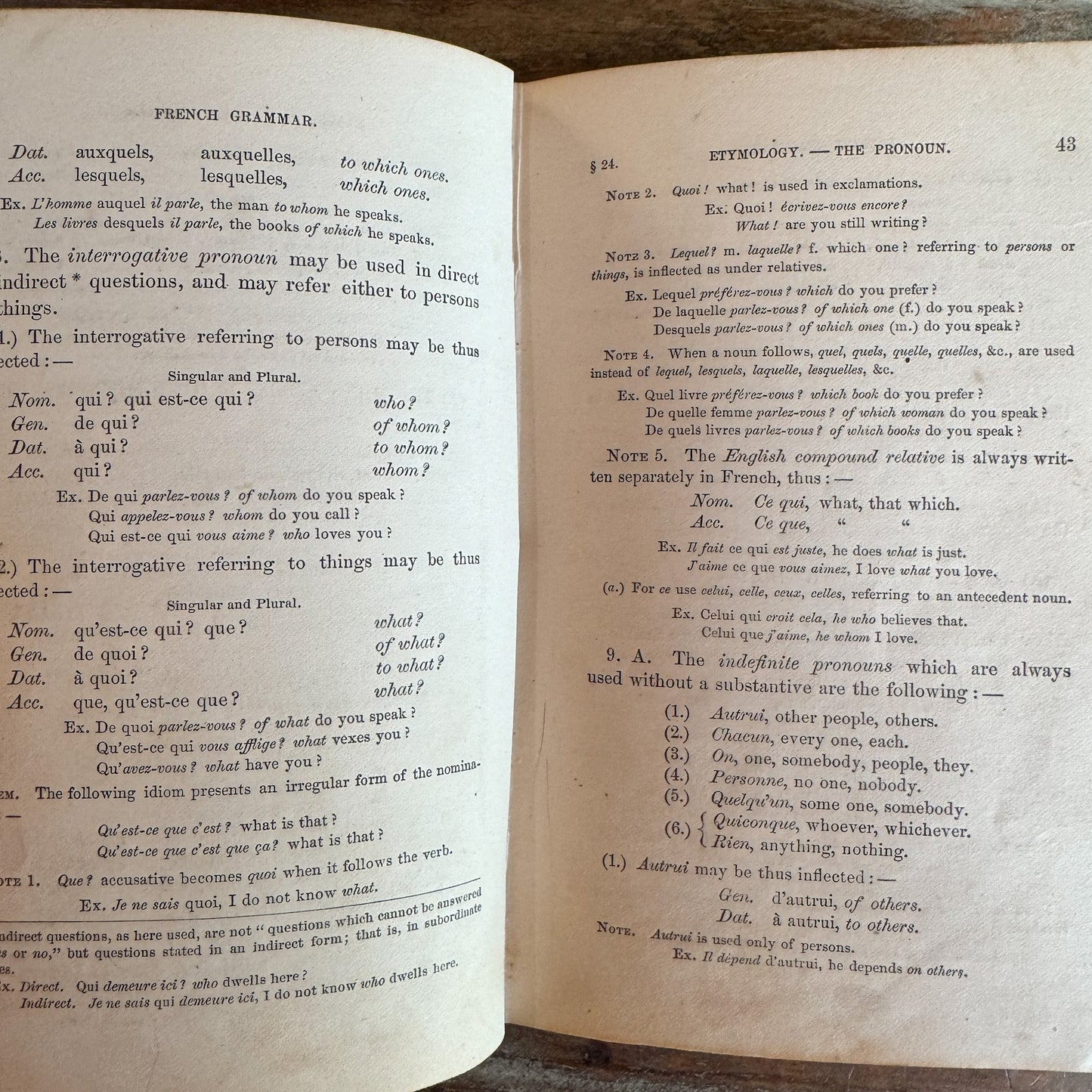A French Grammar, 1868, Antique School Book - Pretty Old Books