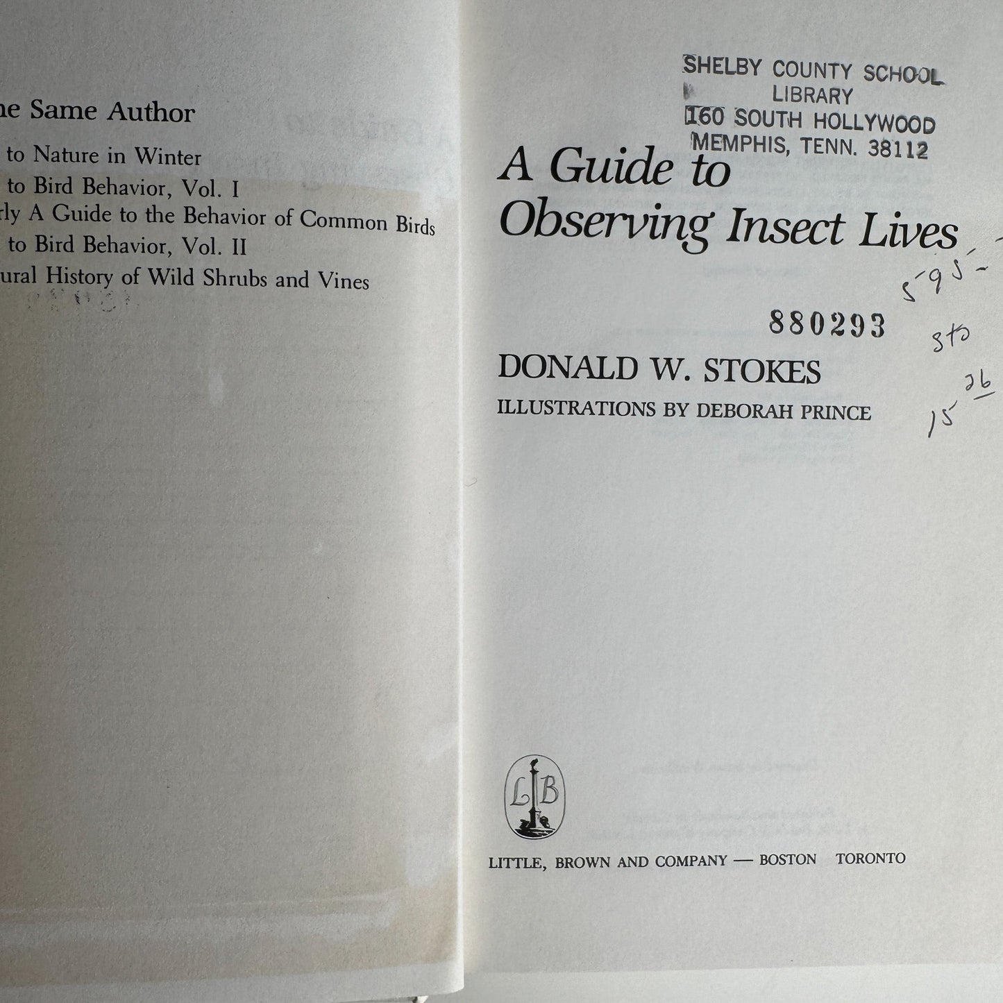 A Guide to Observing Insect Lives, Donald W. Stokes, 1983, Hardcover - Pretty Old Books