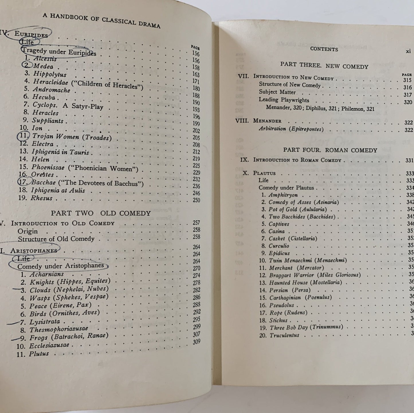 A Handbook of Classical Drama, Hardcover 1960 - Pretty Old Books