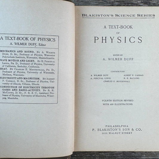 A Text-Book of Physics, A. Wilmer Duff, 1916 - Pretty Old Books