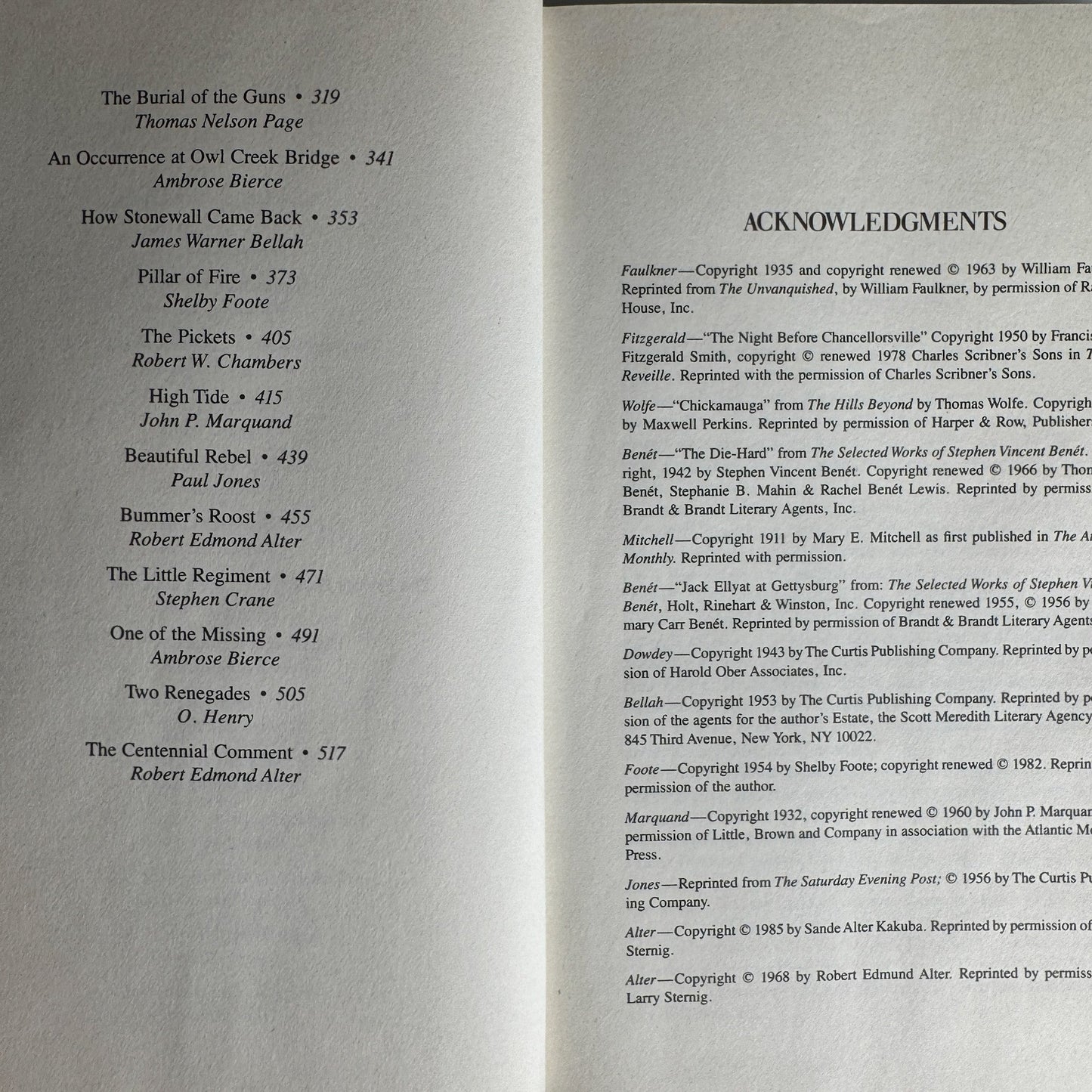 A Treasury of Civil War Stories by Martin H. Greenberg and Bill Pronzini, 1985 Hardcover - Pretty Old Books