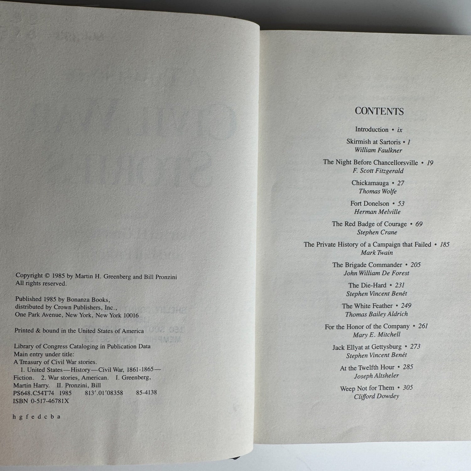 A Treasury of Civil War Stories by Martin H. Greenberg and Bill Pronzini, 1985 Hardcover - Pretty Old Books