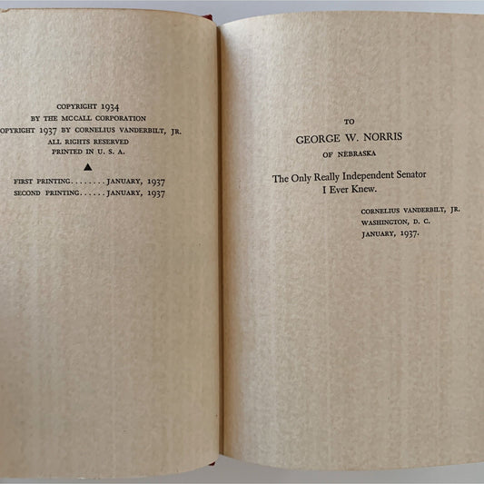 A Woman of Washington, Cornelius Vanderbilt, Jr, 1937 - Pretty Old Books