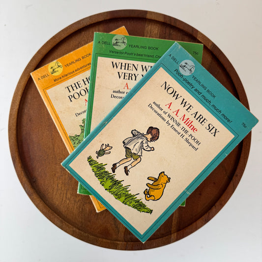 A.A. Milne Set, When We Were Very Young, House at Pooh Corner, Now We Are Six, 1970 - Pretty Old Books