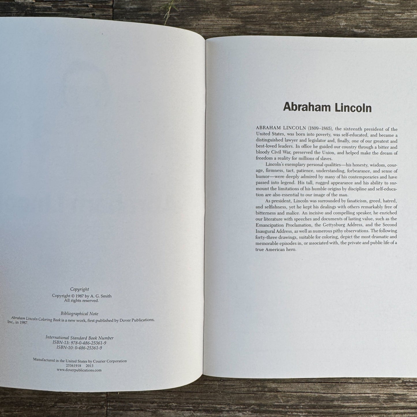 Abraham Lincoln Coloring Book, Dover Publications, 2013 - Pretty Old Books