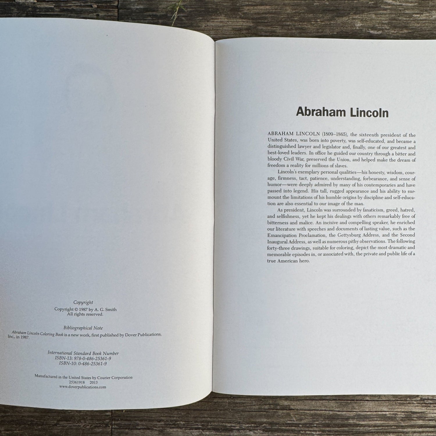 Abraham Lincoln Coloring Book, Dover Publications, 2013 - Pretty Old Books