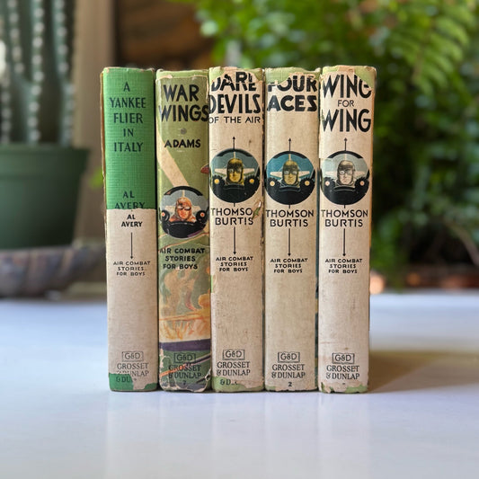 Air Combat Stories For Boys, Mid Century Children's Book Set - Pretty Old Books