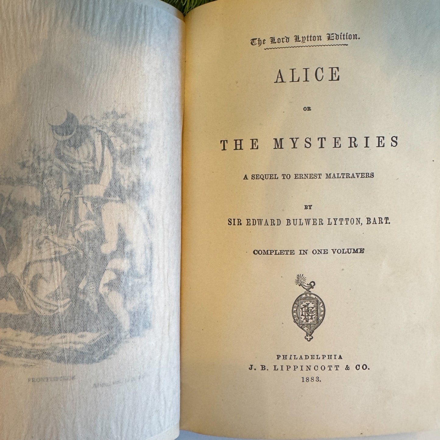 Alice or The Mysteries, Lord Lytton Edition, 1883 - Pretty Old Books
