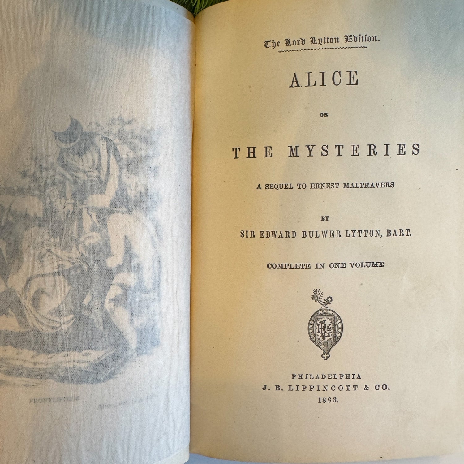 Alice or The Mysteries, Lord Lytton Edition, 1883 - Pretty Old Books