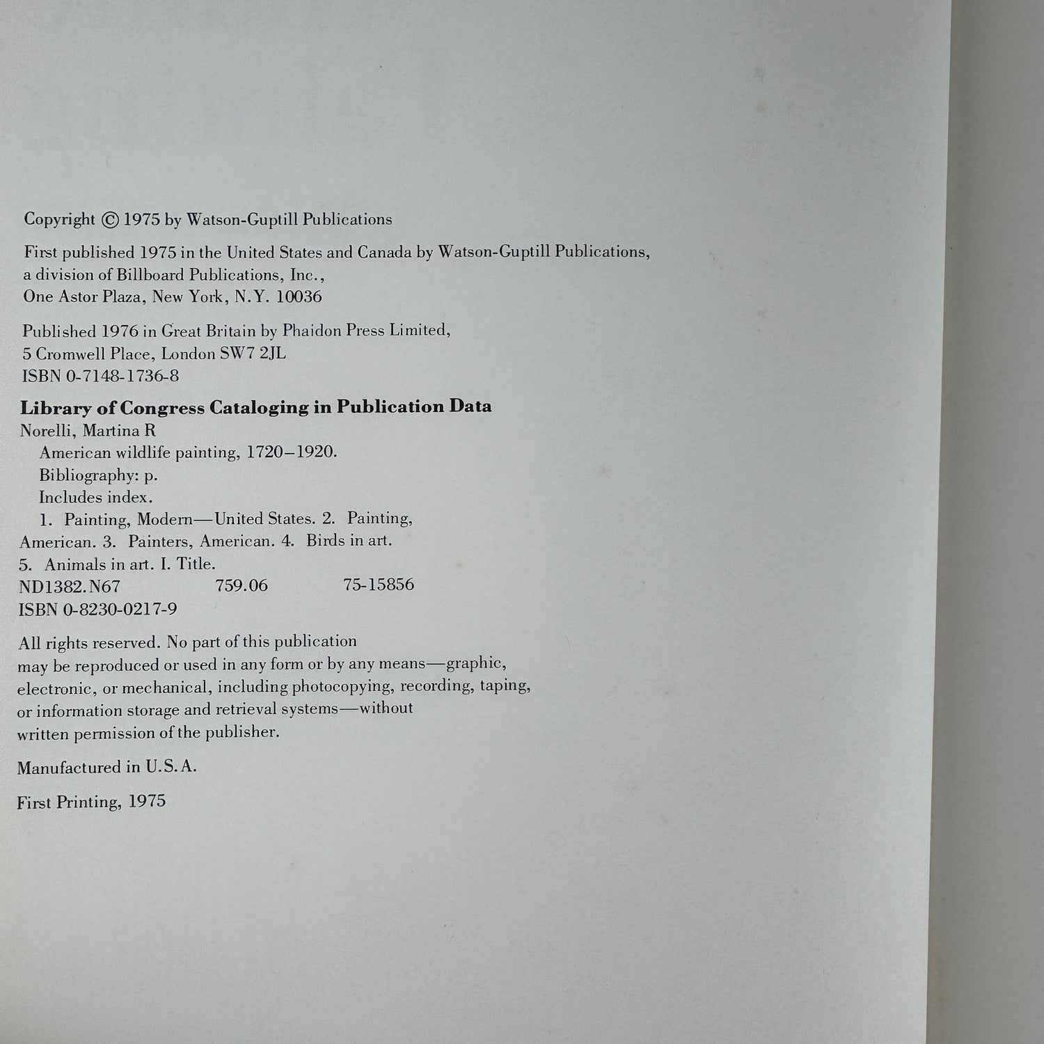 American Wildlife Painting, 1975, Fuertes, Audubon, Heade, Wilson, Thayer, Catesby - Pretty Old Books