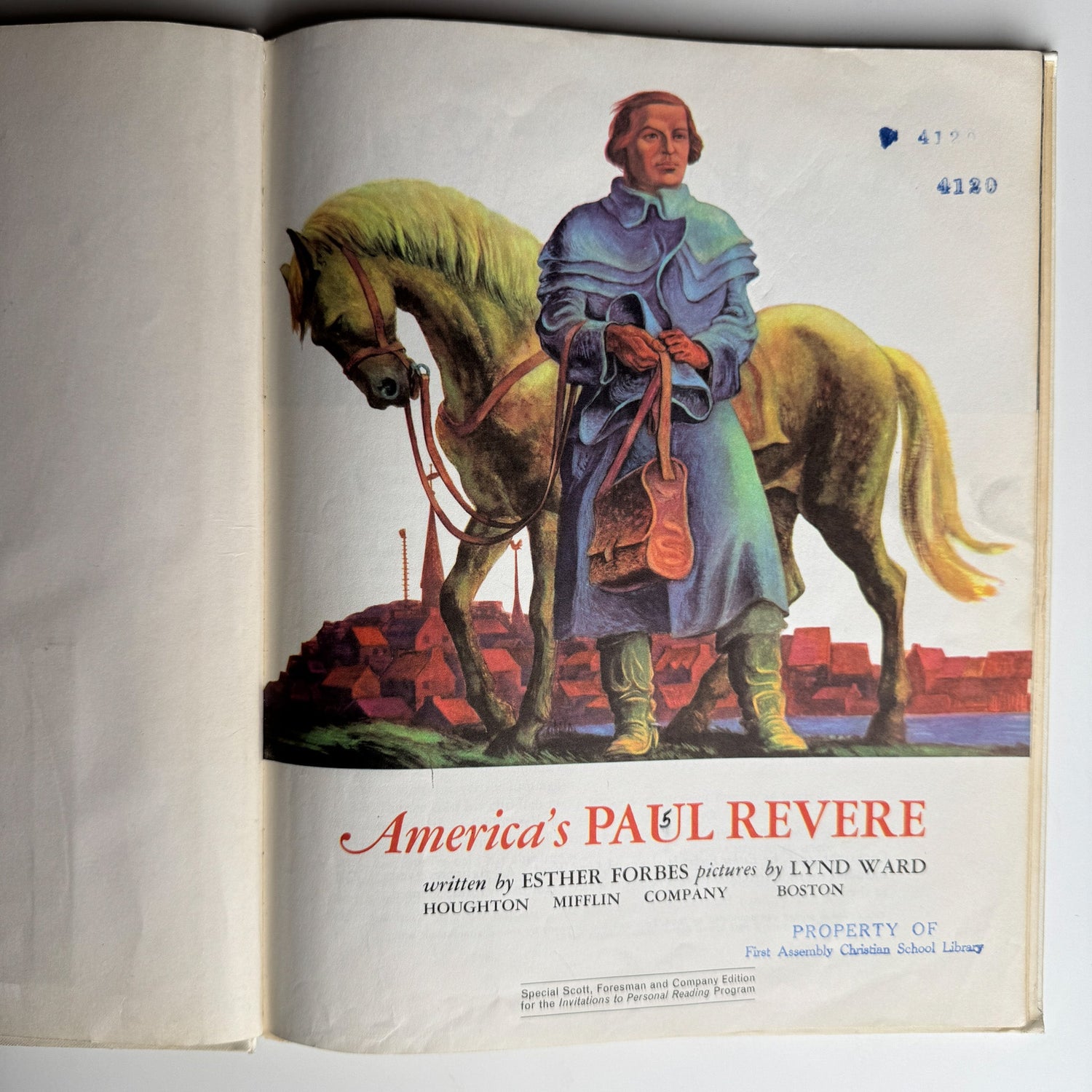 America’s Paul Revere by Esther Forbes, Illustrated by Lynd Ward (1946, Scott Foresman Edition) - Pretty Old Books